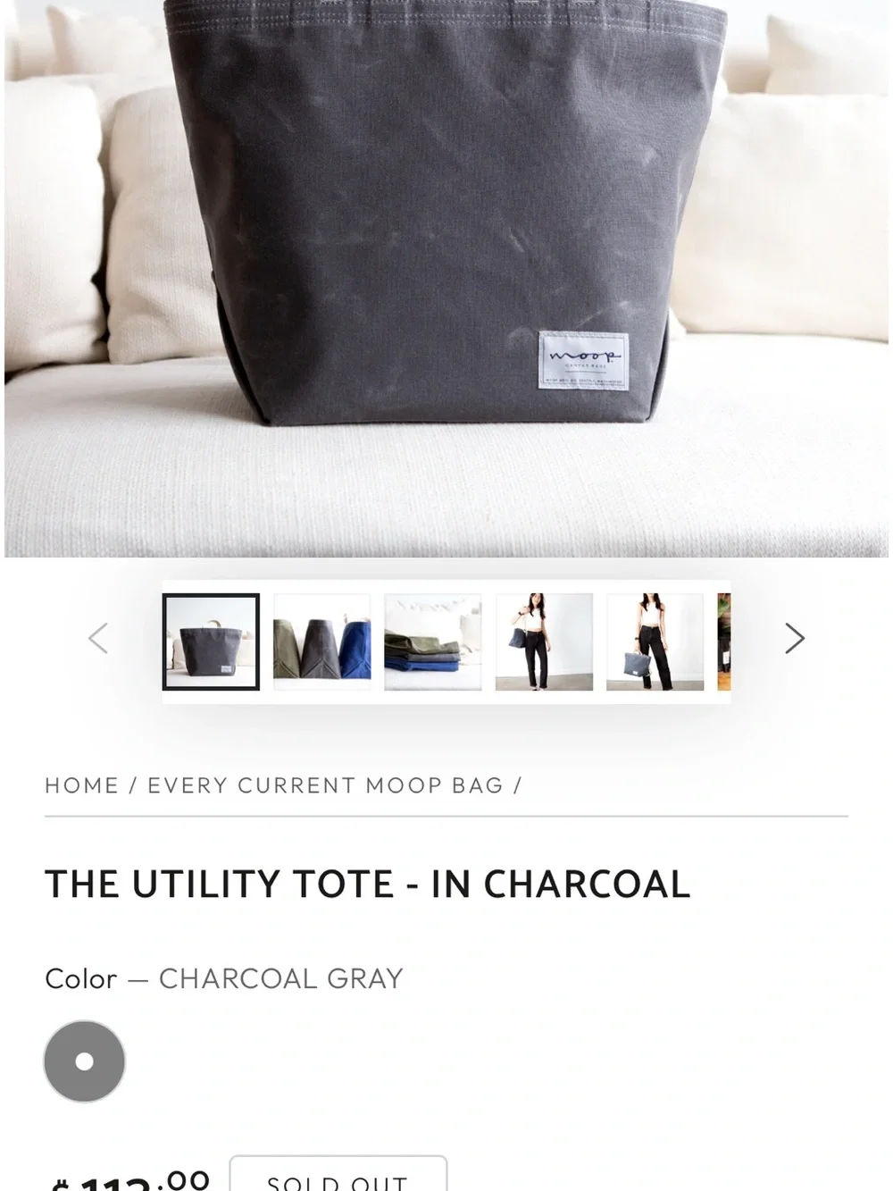 Moop Canvas Duffel Tote in Olive Green with Cream Handles
